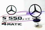 S550 4MATIC Rear Star Emblem glossy Black Badge Logo Hood Ornament W222 Sedan