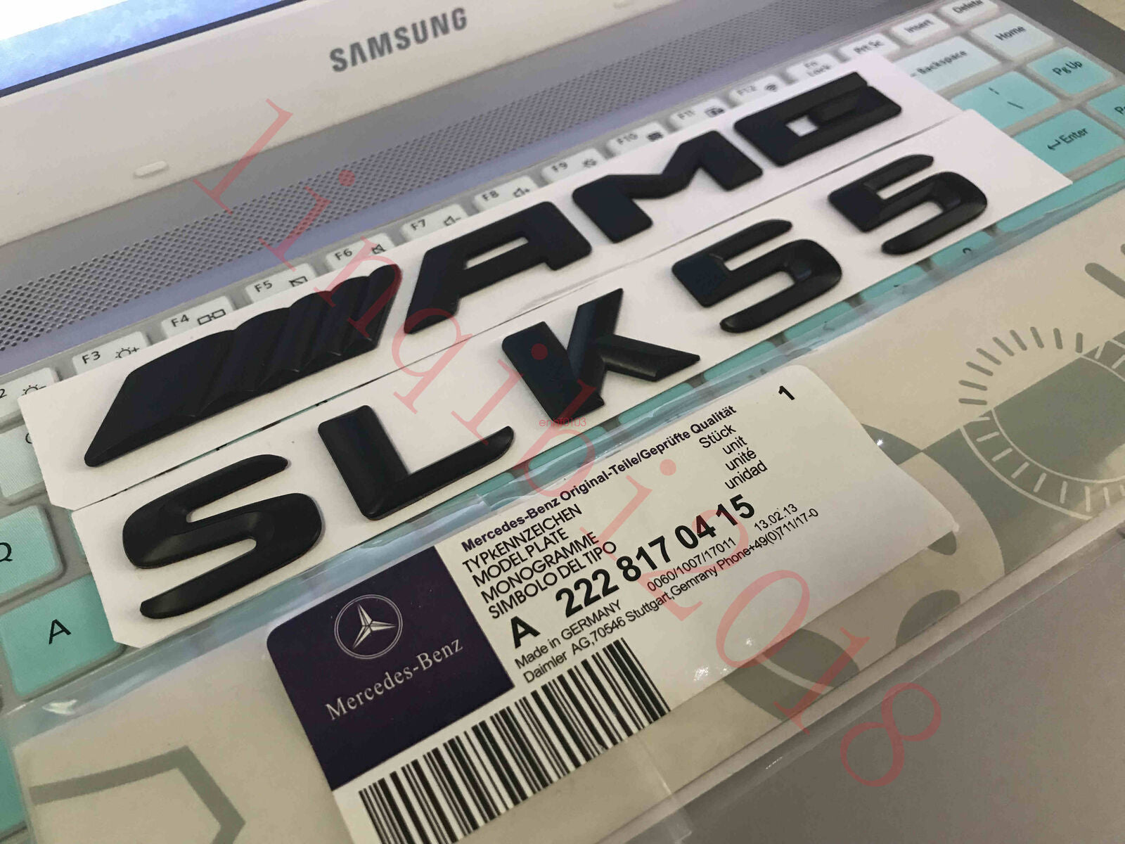 Matt black " SLK55 + AMG " Letters Trunk Emblem Badge Sticker for Mercedes Benz