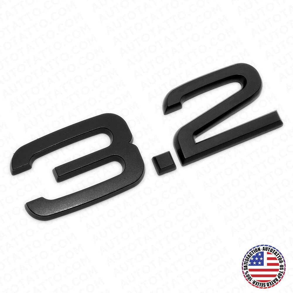 Audi Car Rear Trunk Deck Lid 3.2 Nameplate Emblem Badge Matte Black Sline