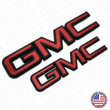 14-19 GMC Sierra Front Grille & Tailgate Letter Replace Logo Emblem Black & Red