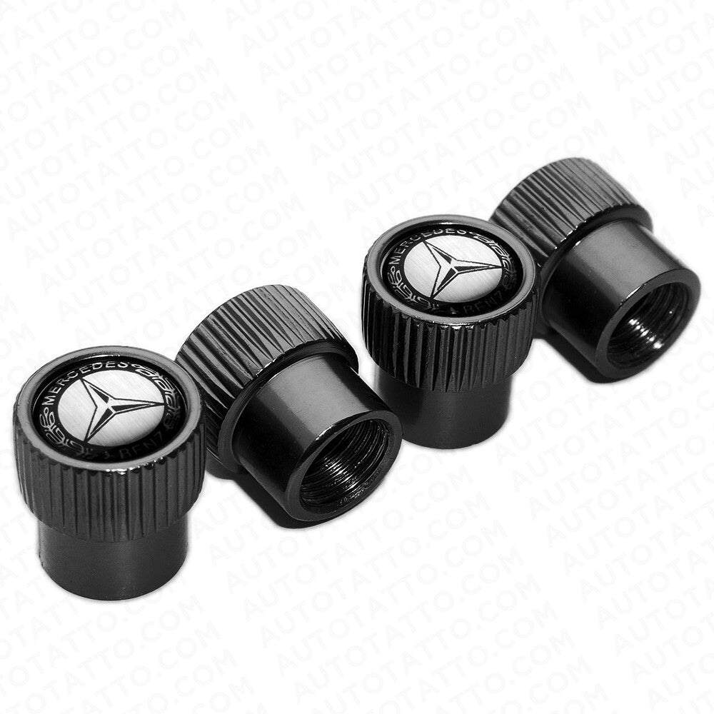 Mercedes AMG Roundel Car Wheels Tire Air Valve Caps Stem Dust Logo Cover Sport