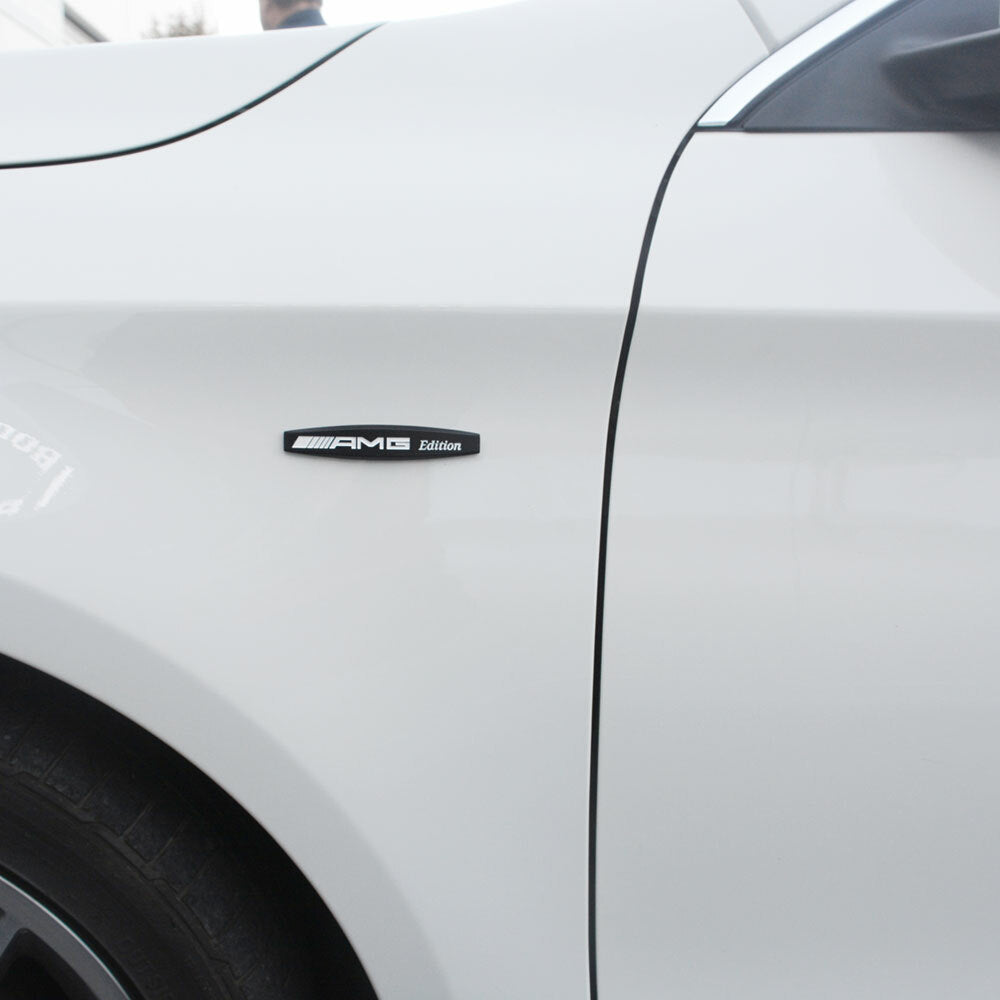 2pcs AMG Edition Fender Marker 3D Sticker Badge Emblem Decorate Limited Black