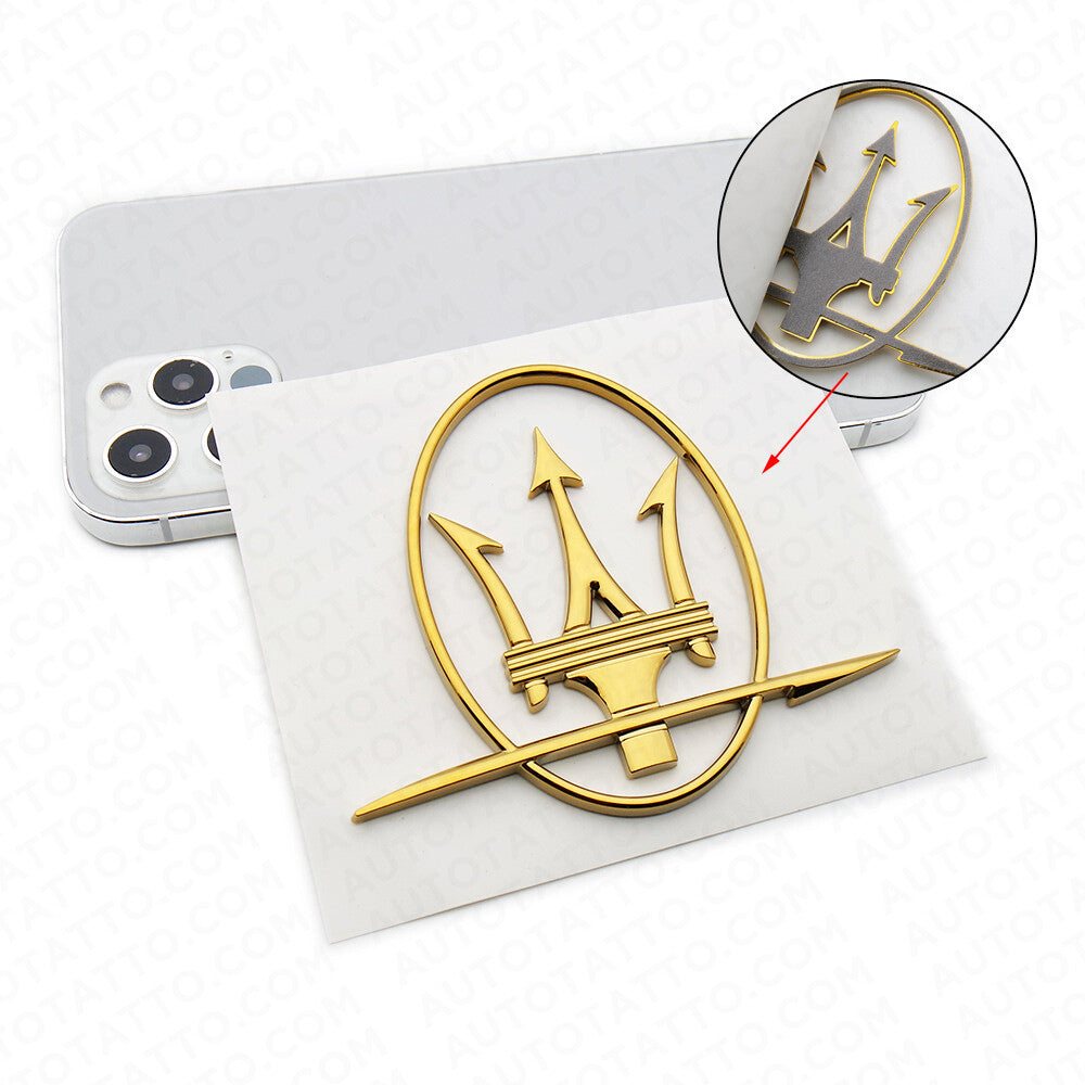 Set Maserati Left Right Side Quarter Panel Rear Logo Badge Emblem Sport Gold