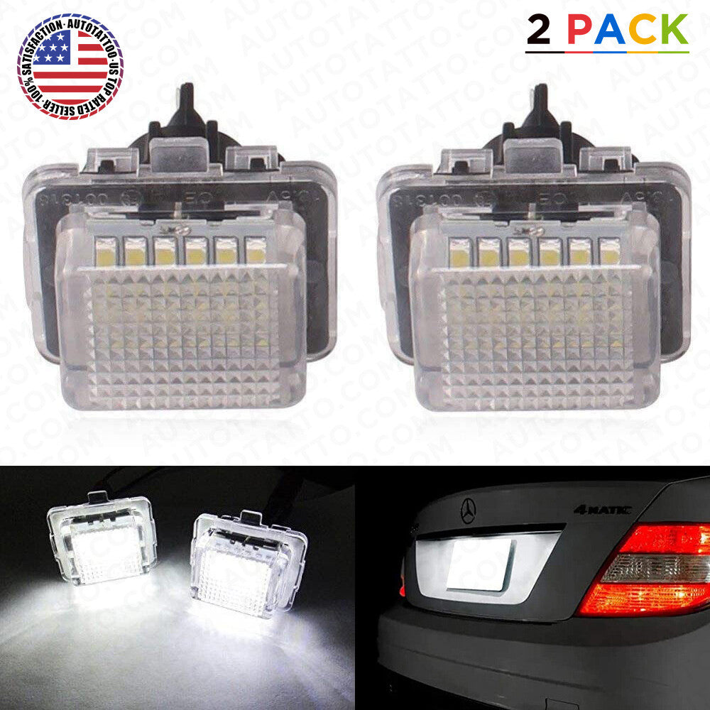 2x No Error LED License Plate Light Bulbs White For Mercedes Benz W204 W212 W221