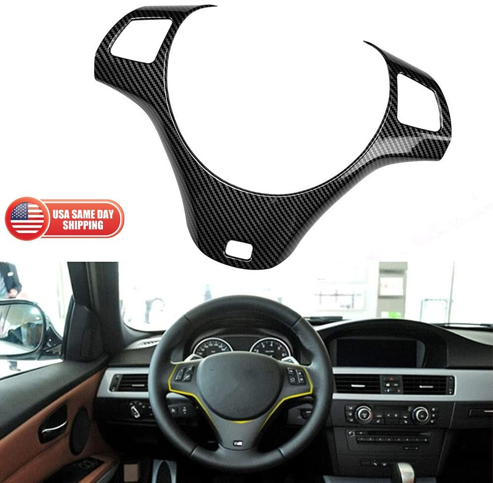 For BMW E90 E92 E93 335i 325i 330i Carbon Fiber Style Steering Wheel Cover