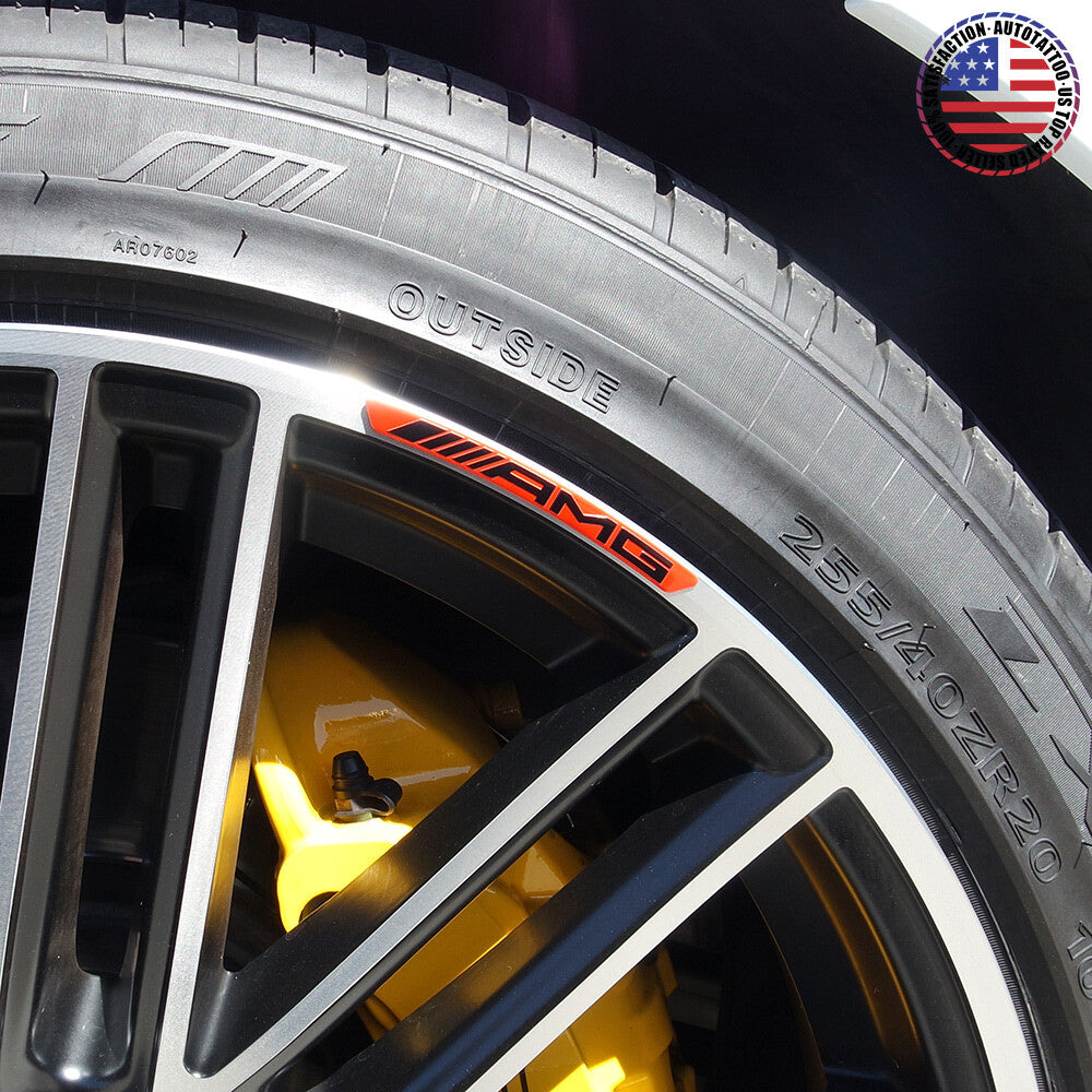 4x Mercedes AMG Edition Sport Wheels Badge 3D Sticker Logo Emblem Decoration Red