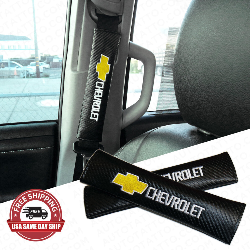 Chevy Sport Carbon Car Seat Belt Cover Safety Shoulder Strap Cushion Pad Harness