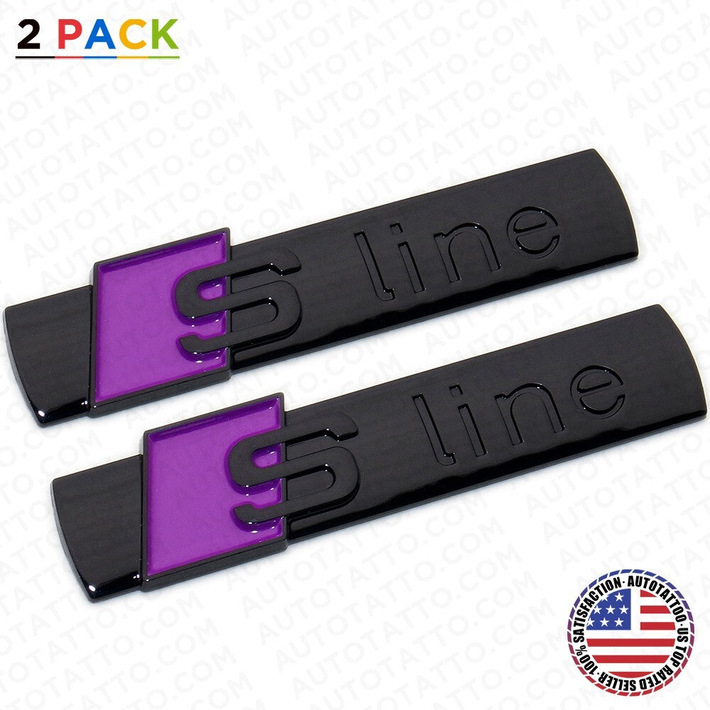 2pcs Sline S LINE Side Fender Marker Emblem Decal Badge Decorate Sport Blue