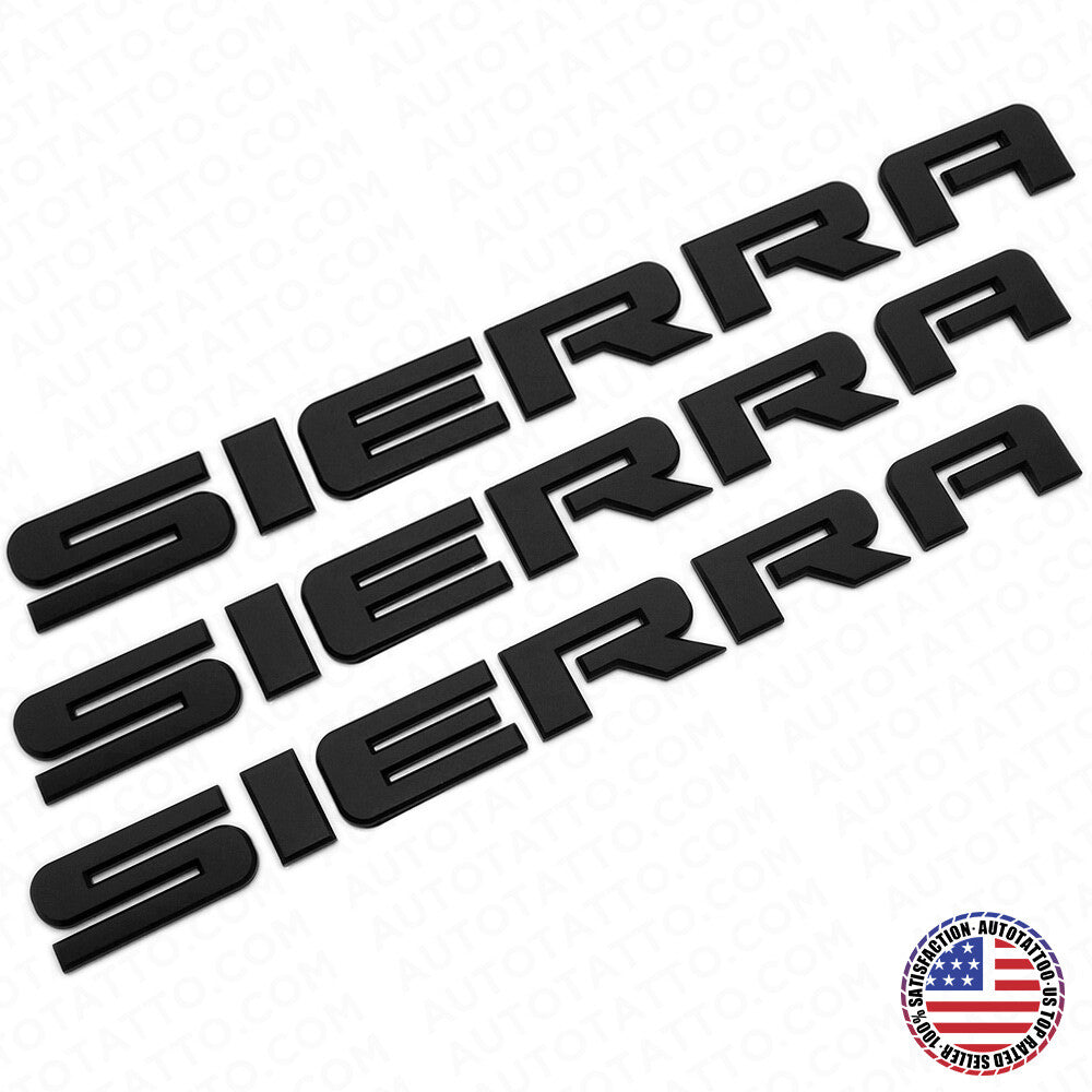 3x GMC 07-20 Sierra Front Door / Tailgate Badge Logo Emblem Nameplate - Black
