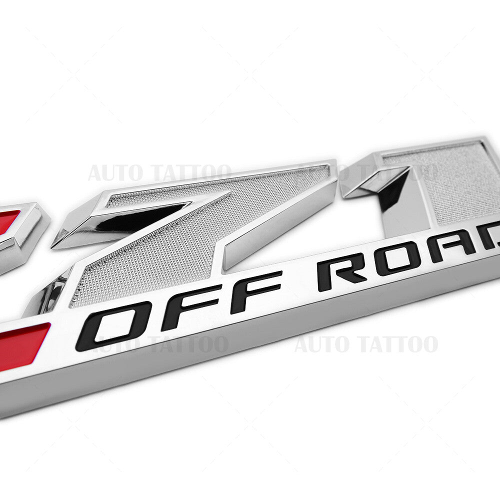 Chevy 09-21 Z71 Offroad Front Door Nameplate Logo Emblem Badge OEM Chrome Red