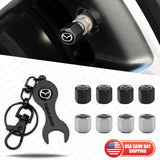 4pcs Hex Mazda Car Tire Wheel Air Stem Dust Valve Caps Cover + Wrench Keychain