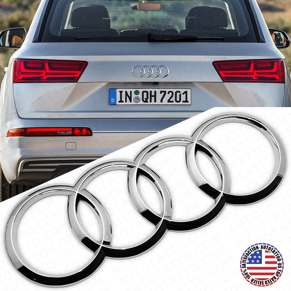 17-19 AUDI Q7 Chrome Rear Trunk Liftgate Rings Badge Logo Emblem Decorate Sport