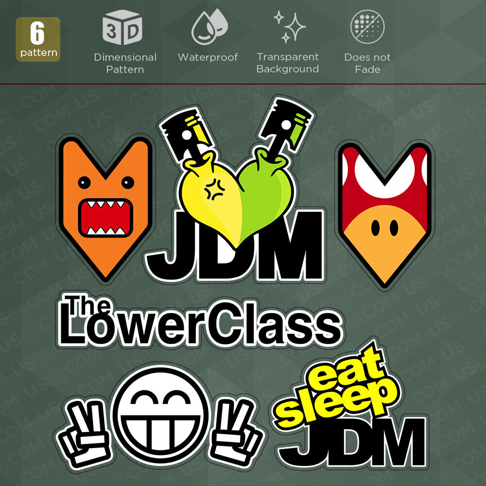 Personality Car Sticker JDM Mario Domo Love Heart Funny Cute 3D Decal Stripe