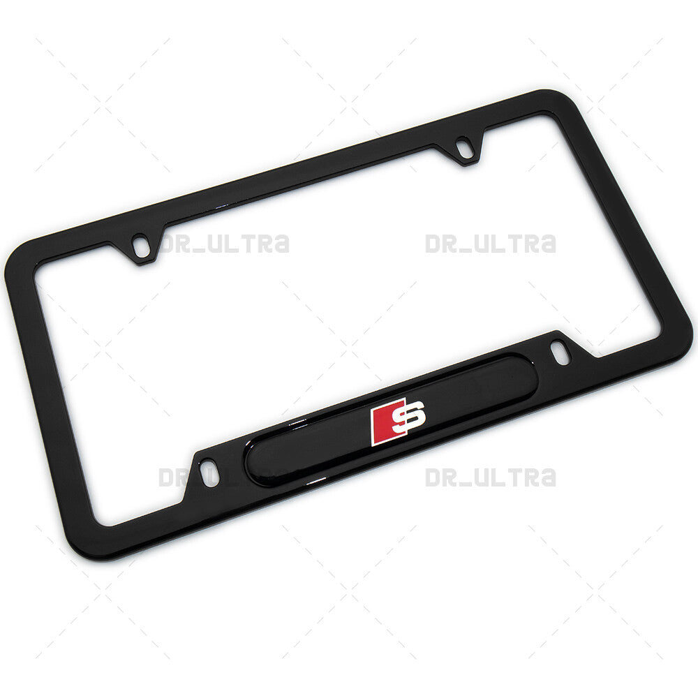 Gloss Black Front or Rear Audi S Logo Emblem License Plate Frame Cover Gift
