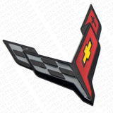 20-24 Chevrolet C8 Corvette Front Bumper Crossed Flags Logo Emblem Gloss Black