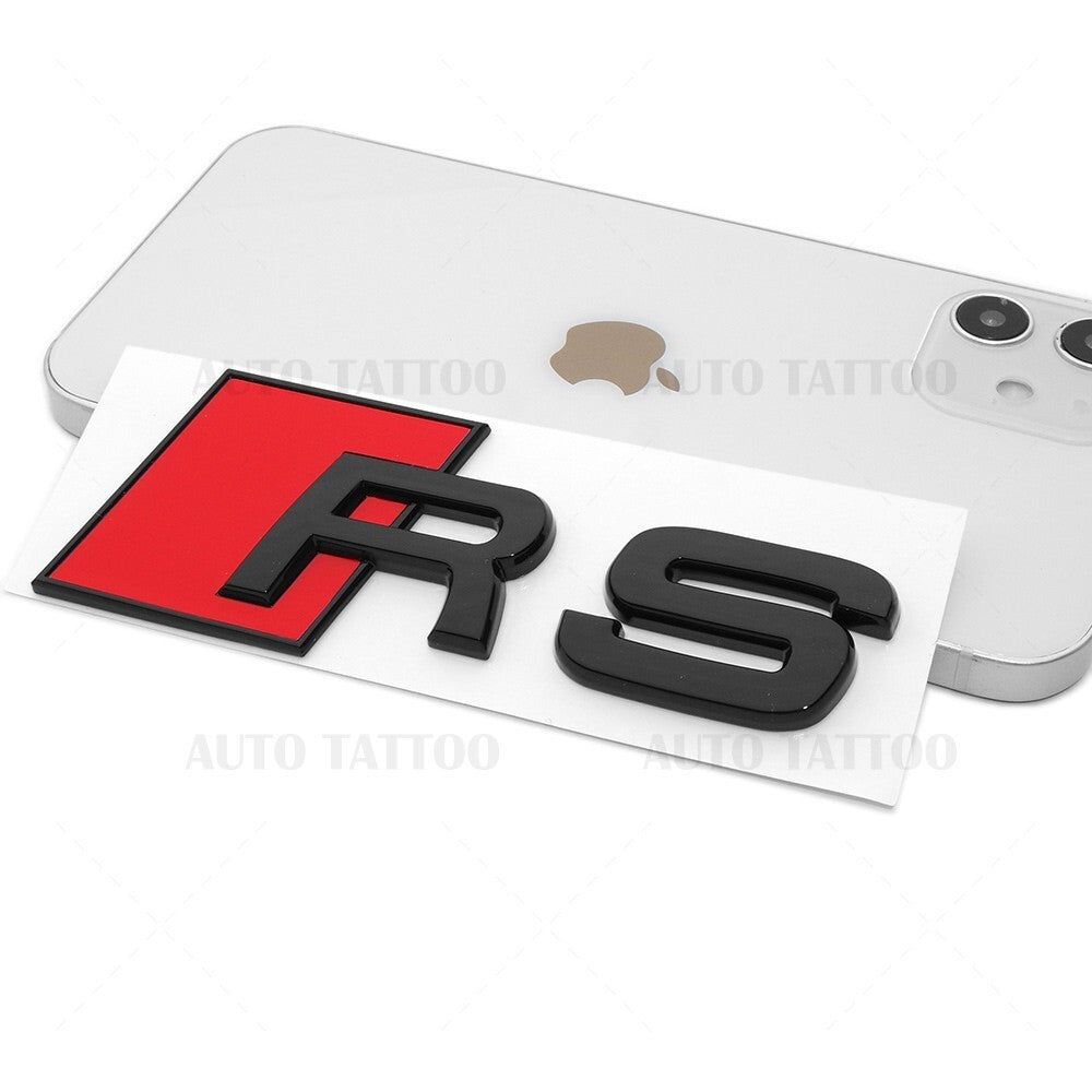 Audi RS Sport Rear Letter Tail Nameplate Trunk Emblem Badge Sport Gloss Black