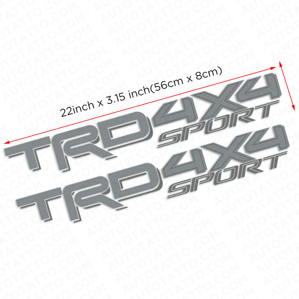 2x 3D TRD 4x4 Sport Dark Grey Pickup Side Bed Truck Logo Sticker Decal Limited