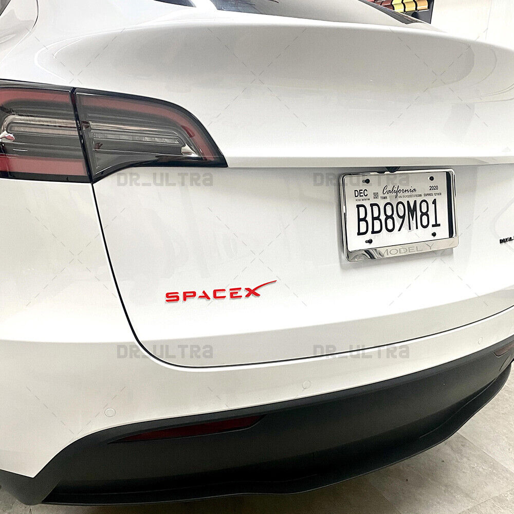 Tesla Rear SpaceX 3D Decal Letter Nameplate Logo Badge Emblem Sport Decorate Red