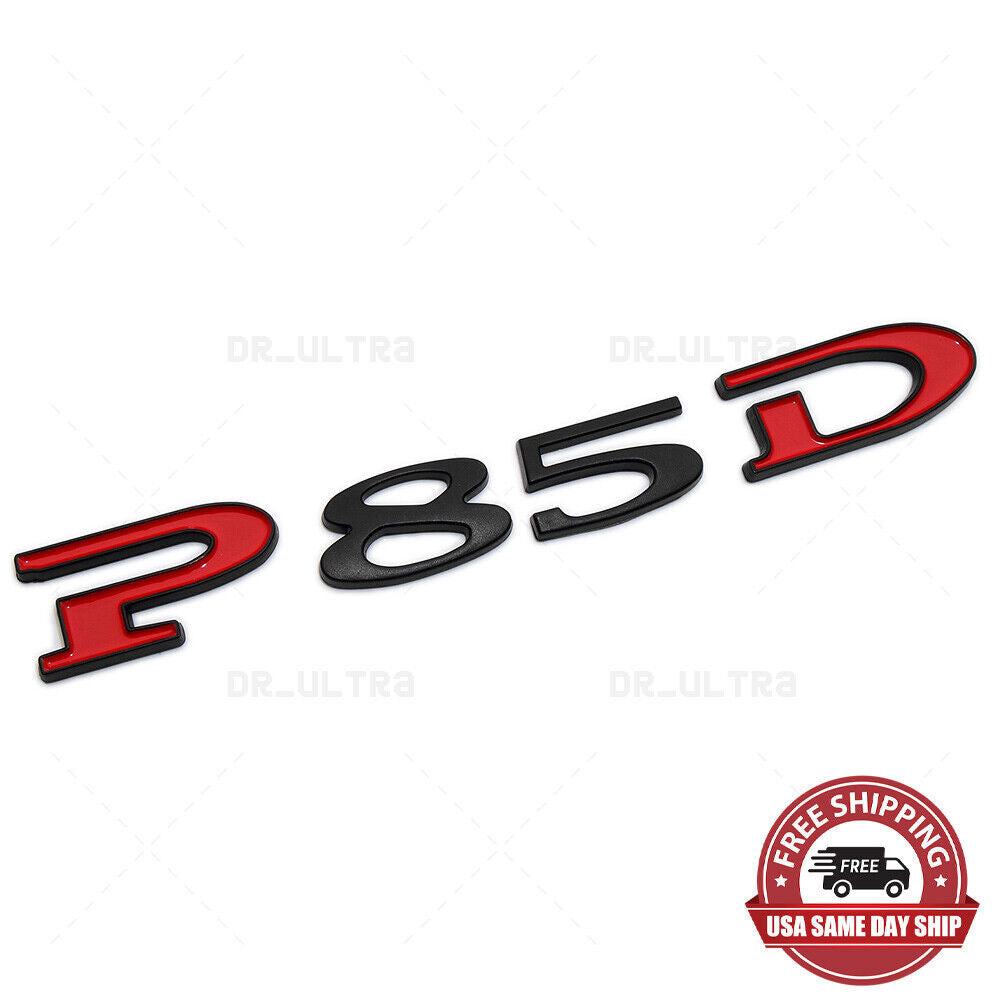 Tesla Rear Liftgate Lid Model P85D Nameplate Logo Badge Emblem Sport Black Red