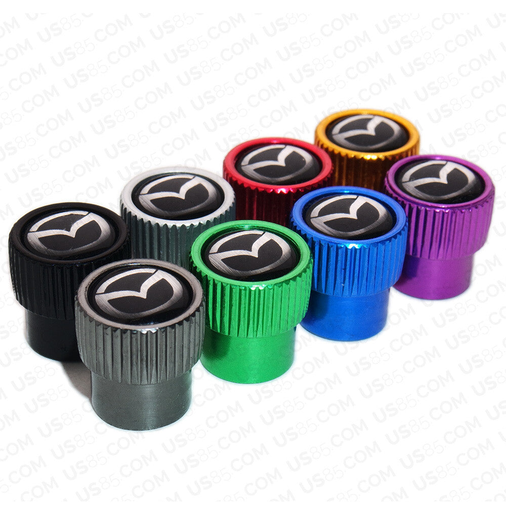 4x For Mazda Roundel Car Wheels Tire Air Valve Caps Stem Dust Cover Logo Sport