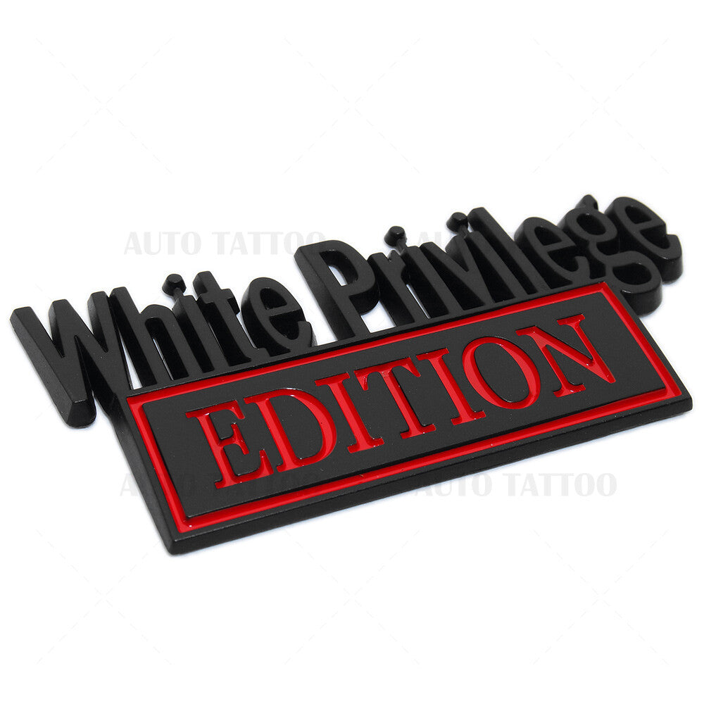2Pcs WHITE PRIVILEGE Edition 3D Car Truck Emblem Badge Sticker Decal Decorate