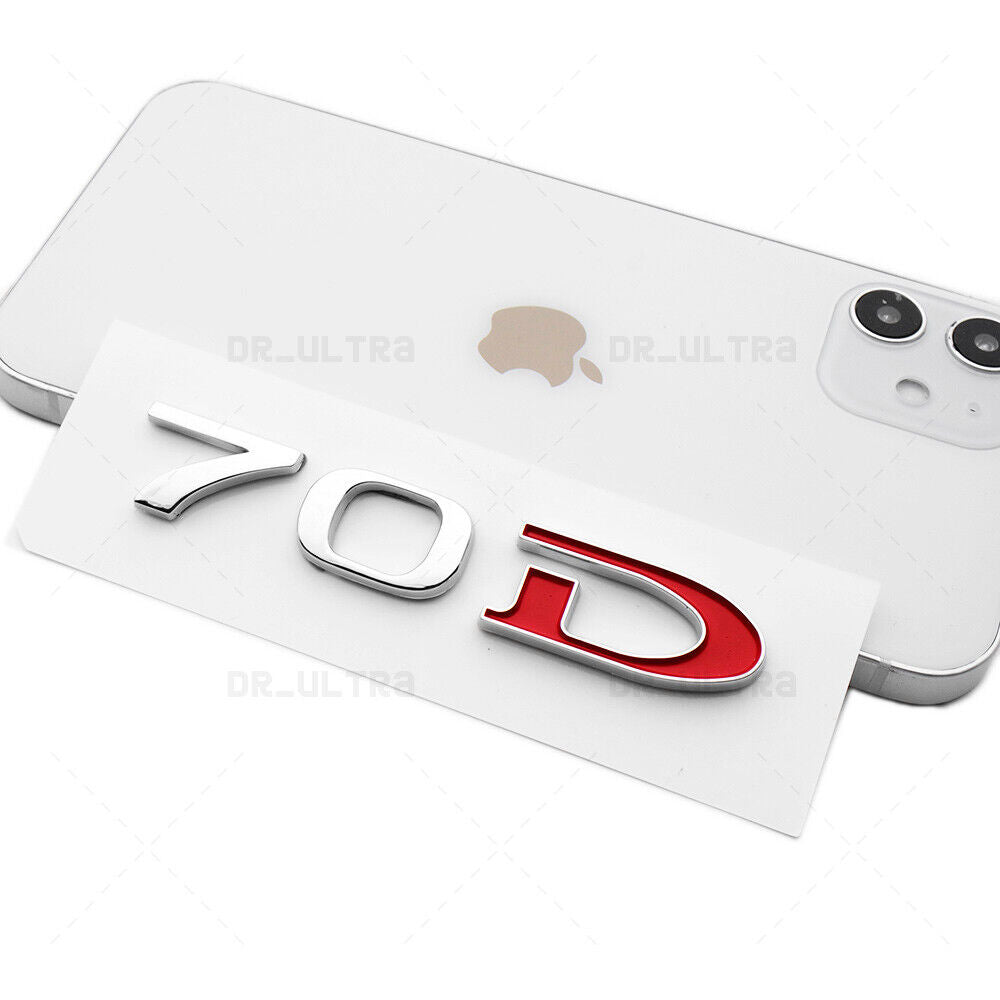 Tesla Rear Liftgate Lid Model 70D Nameplate Logo Badge Emblem Sport Chrome Red