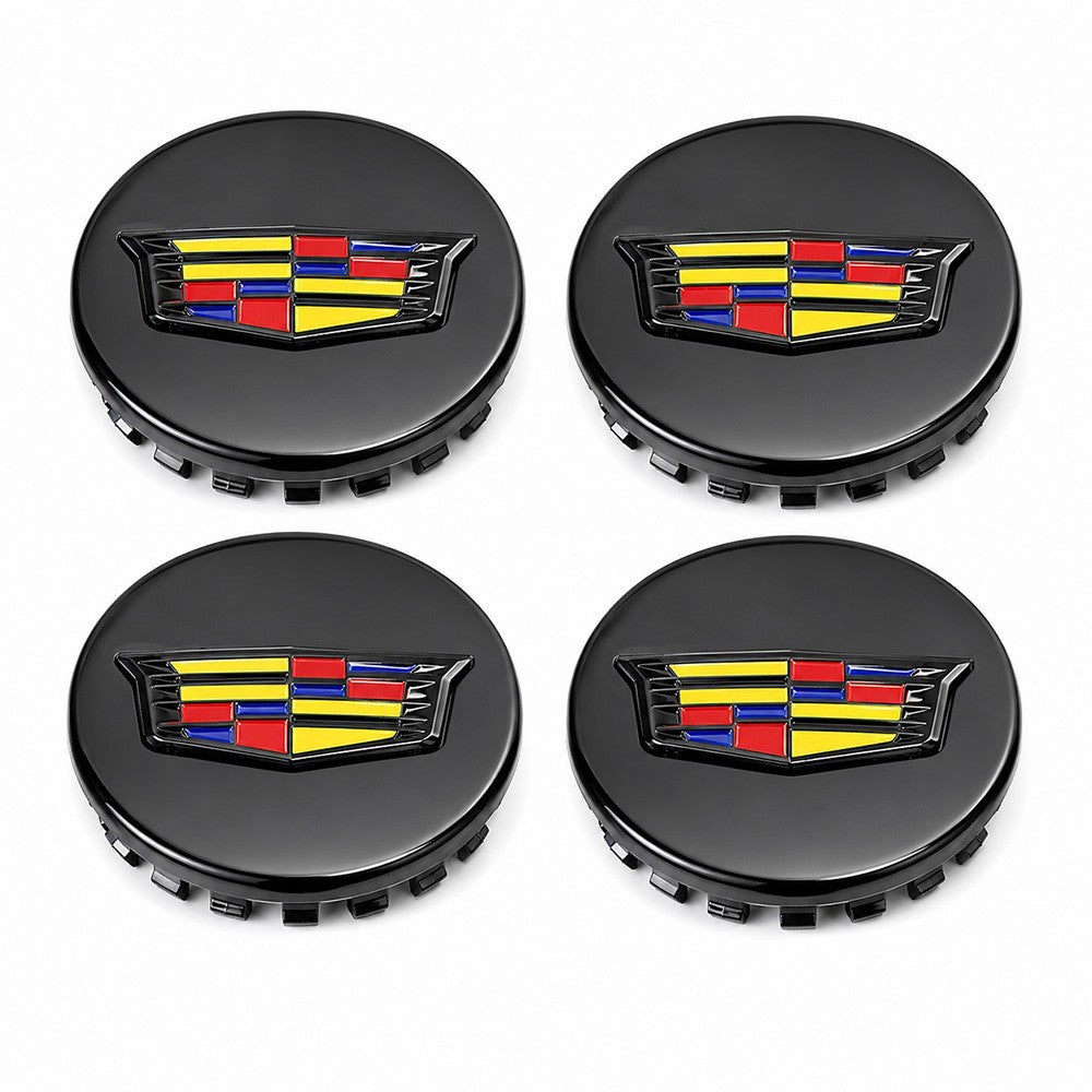 4x Cadillac (ATS CTS DTS SRX STS XLR XTS) 67mm Wheel Center Caps Black Colorful