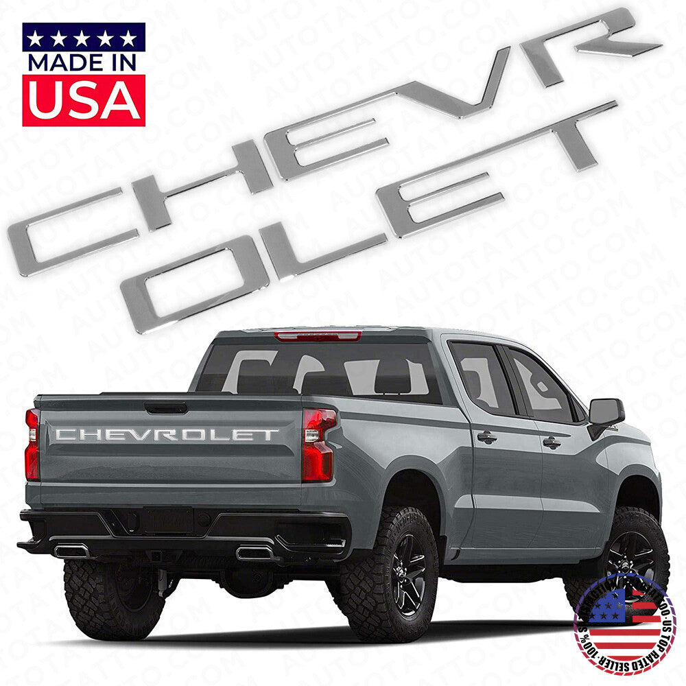 19-22 Silverado CHEVROLET Tailgate Insert 3D Letter Badge Nameplate Logo Emblem