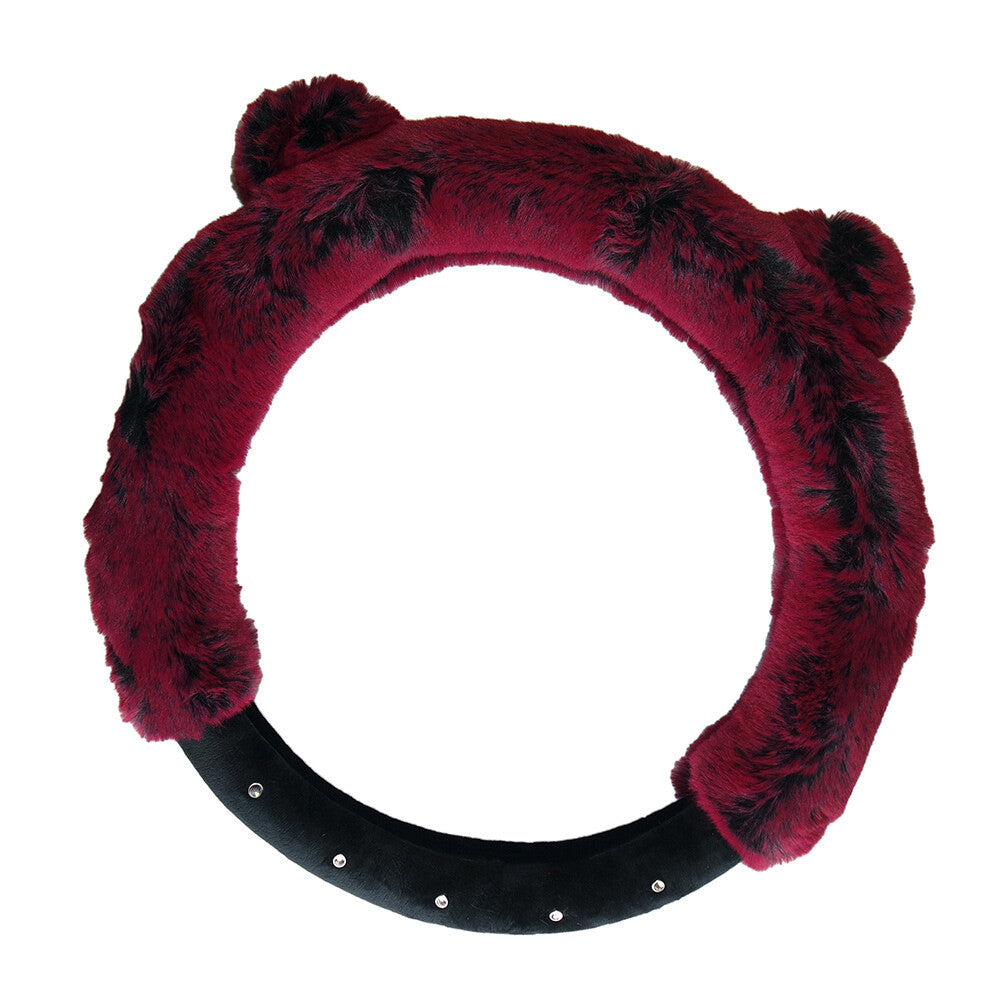 Universal Soft Warm Ears Faux Rabbit Fur Car Steering Wheel Cover for Decoration
