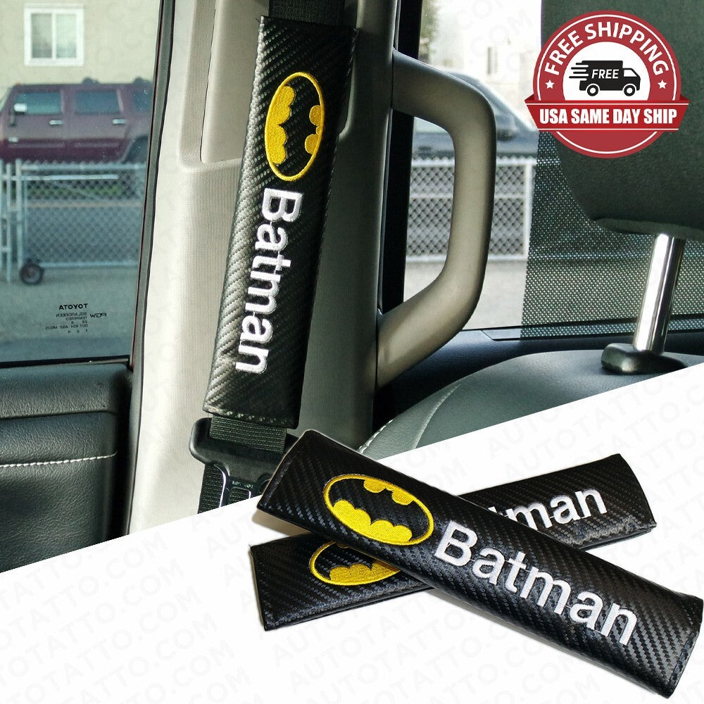 Batman Sport Carbon Seat Belt Cover Safety Shoulder Strap Cushion Pad Harness