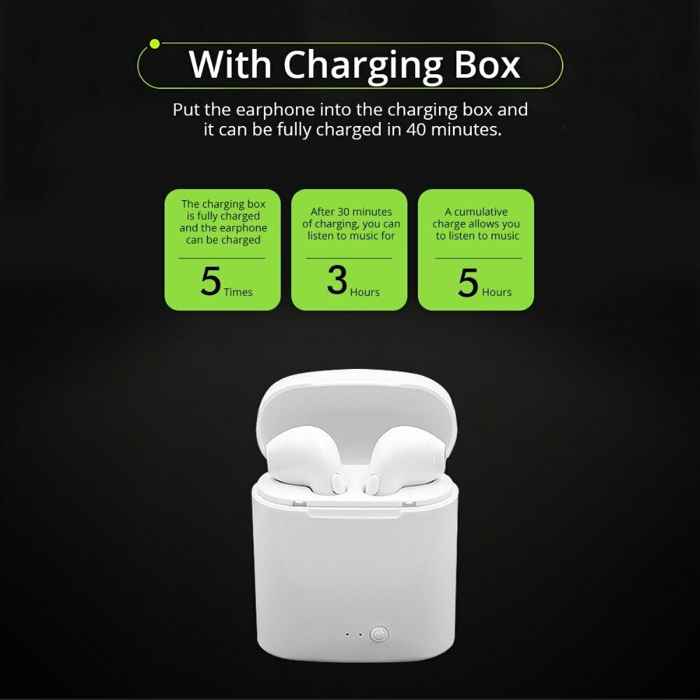 i7s TWS Stereo Wireless Bluetooth Earphone Earbuds Headset With Charging Box