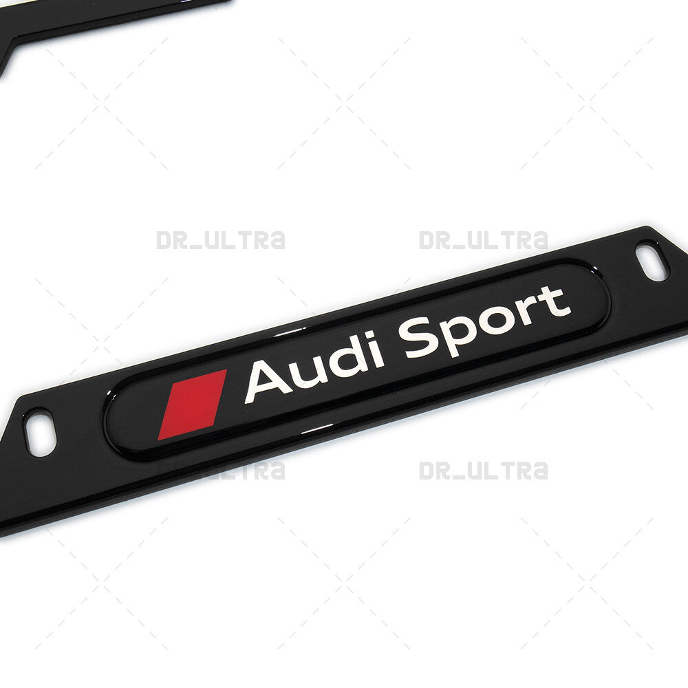 Gloss Black Front or Rear Audi Sport Logo Emblem License Plate Frame Cover Gift