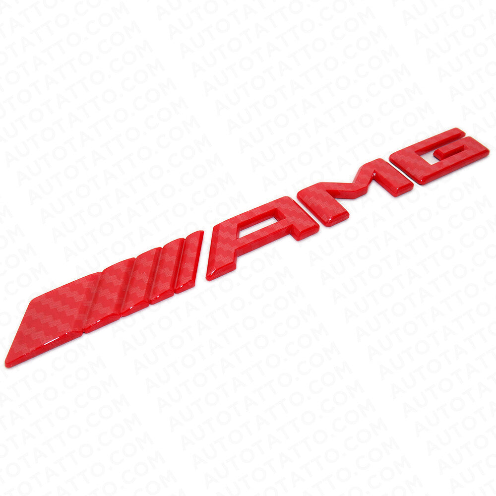 17+ Red Carbon Fiber Style AMG Sport Car Emblem 3D Trunk Lid Logo Badge Decorate