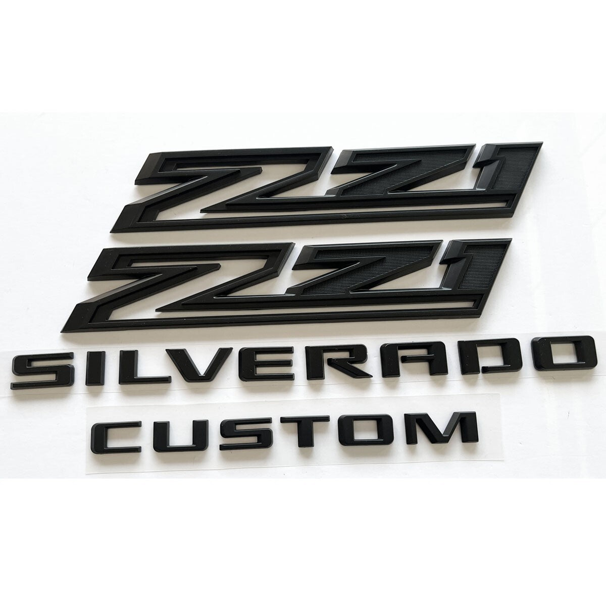 2019-2023 Matte Black Chevrolet Silverado CUSTOM Z71 Emblem Nameplate Badge Kit