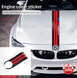 Red Carbon Fiber 5D Car Hood Sticker Stripe Decal For BMW Performance Sport
