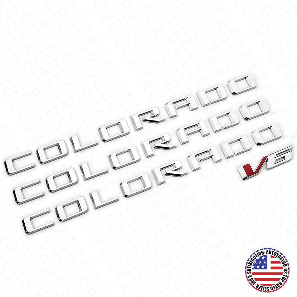 4x 21+ Chevy Colorado V6 Fender & Tailgate Chrome Badge 3D Logo Emblem Truck