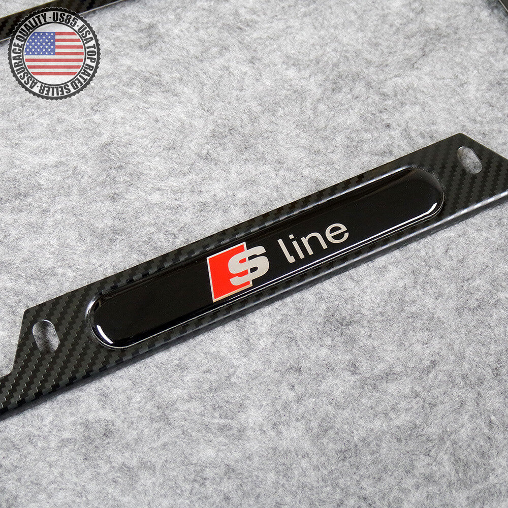 S Line Sport Front or Rear Carbon Fiber Texture License Plate Frame Cover Gift
