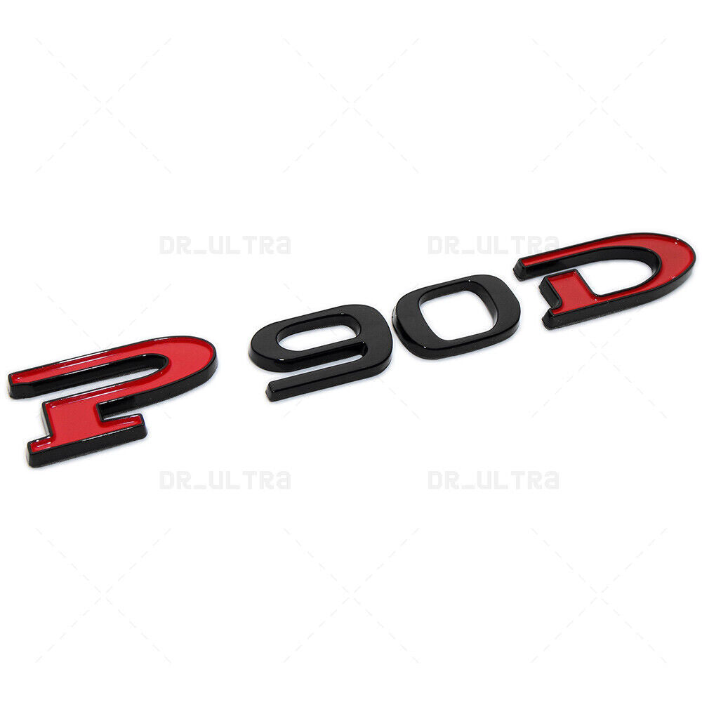 Tesla Rear Liftgate Lid Model P90D Nameplate Logo Badge Emblem Sport Black & Red