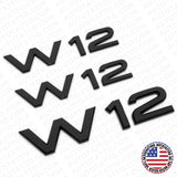 3x Set Audi Sport Car Fender Trunk W12 Marker Nameplate Emblem Logo Badge Black