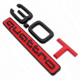 17-22 Audi Sport Rear Trunk Lid 3.0T Quattro Nameplate Emblem Badge Black & Red
