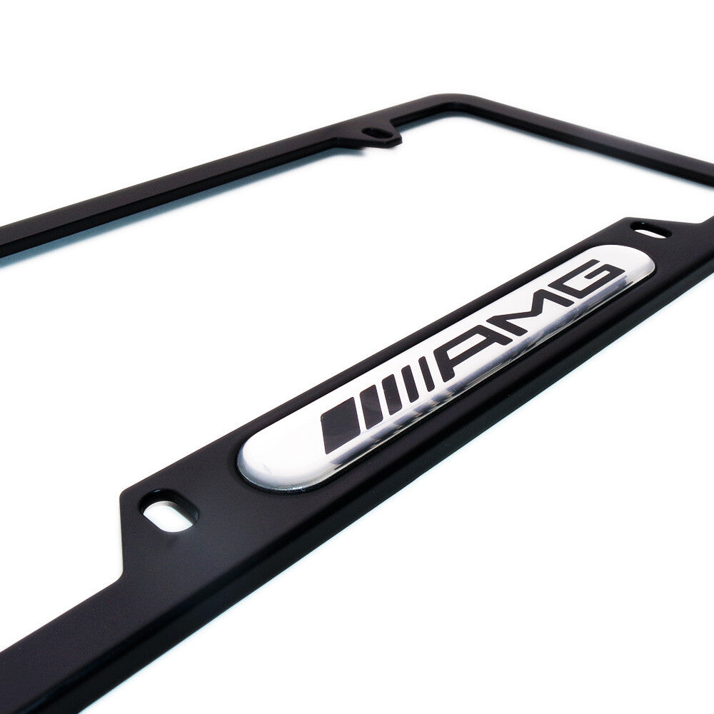 Black Stainless Car License Plate Frame Cover For AMG Sport Gift Accessories
