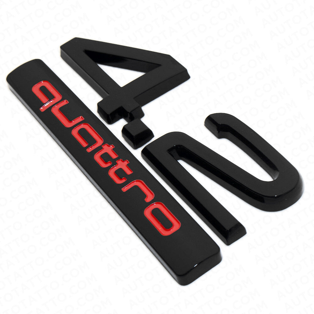 Audi Car Rear Trunk Deck Lid 4.2 Quattro Nameplate Emblem Badge Black Red Sline