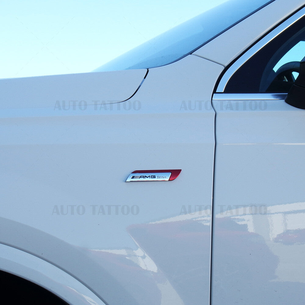 Universal Fender Marker Car AMG Edition Red Logo Badge Emblem Sport Decoration