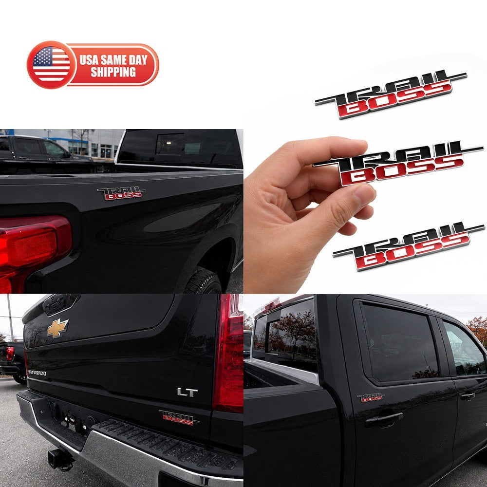 2019-2026 Chevrolet Silverado 1500 2500 3500 HD Trail Boss Door Bed Emblem Red
