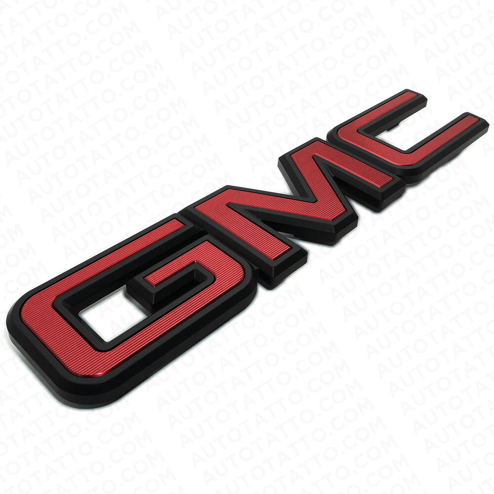 14-19 GMC Sierra Front Grille Letter Logo Emblem Adhesive Nameplate HD Black Red