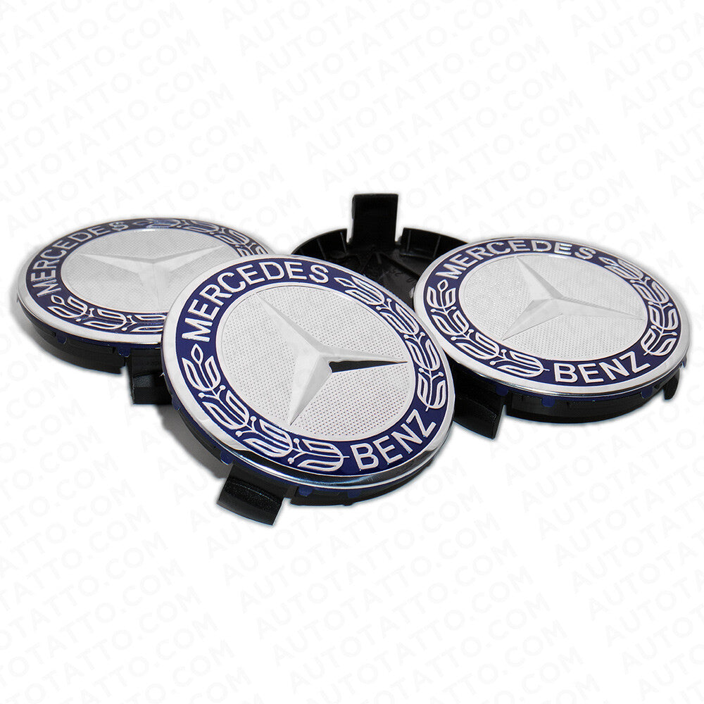4x Mercedes Wheels Center Cap Hub Star Laurel Wreath Cover Inserts Sport AMG Set