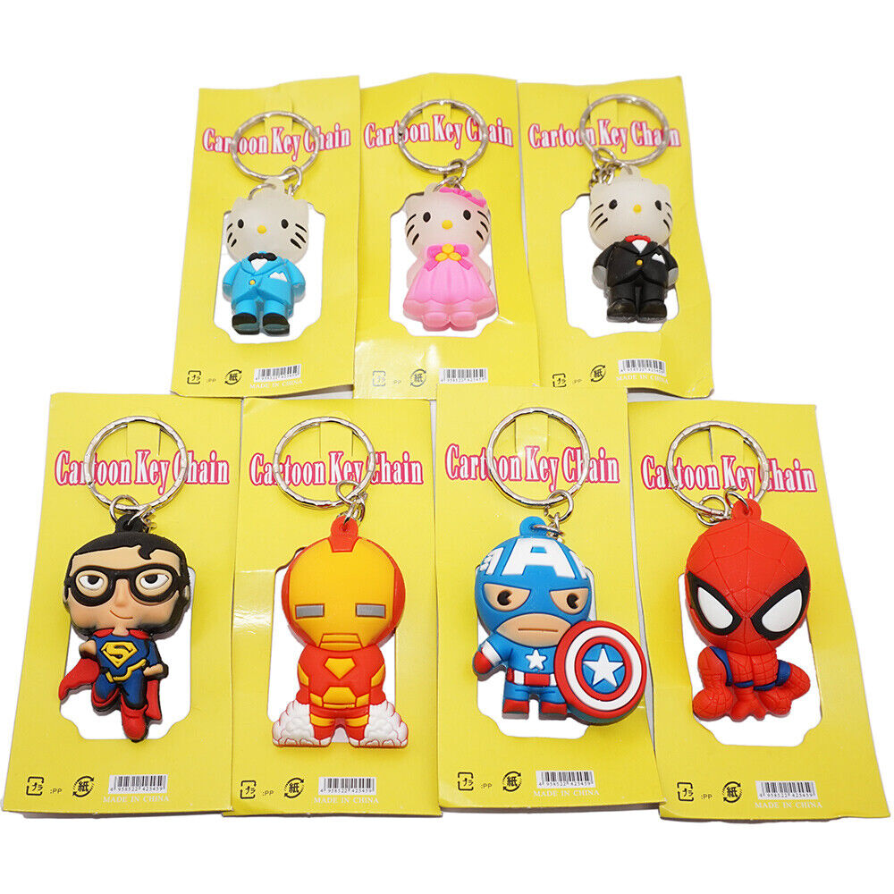 Universal 3D Silicone Cute Cartoon Super Hero Keychain for Decoration or Gift