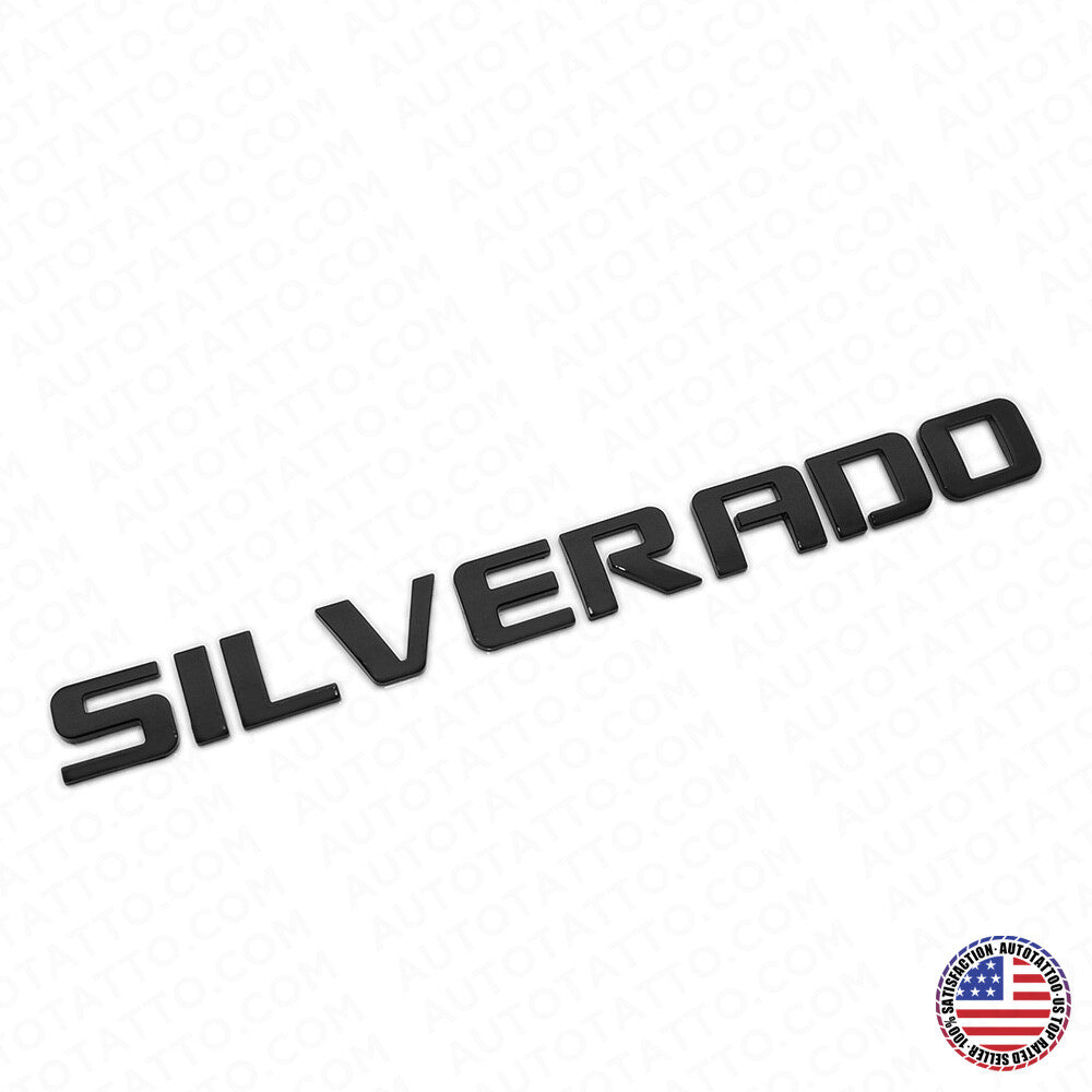 For Chevy Silverado Fender Tailgate Logo Nameplates Letter 3D Emblem Gloss Black