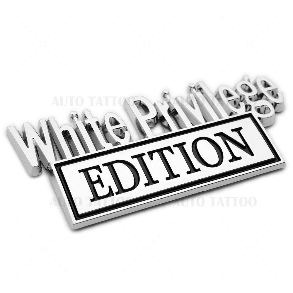 2Pcs WHITE PRIVILEGE Edition 3D Car Truck Emblem Badge Sticker Decal Decorate
