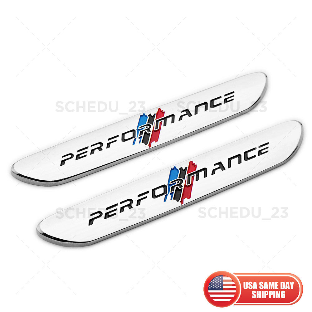 2pcs BMW M Performance Nameplate Emblem Badge Car Fender Sport Limited Chrome